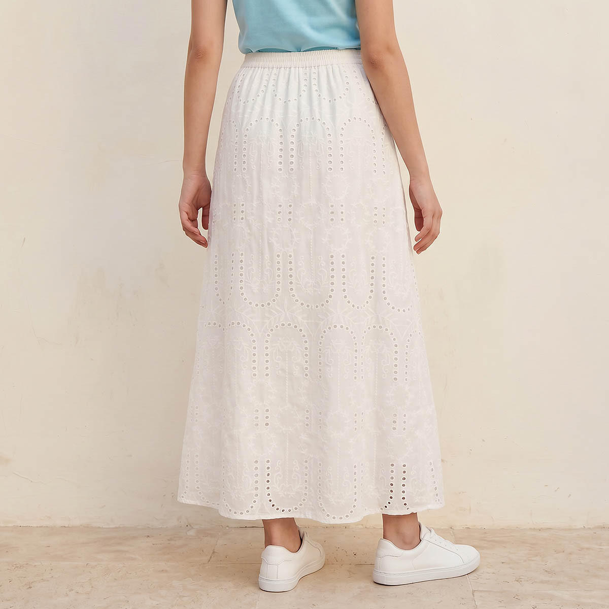 تنورة إيه لاين قطن ماكسي بتطريز شيفلي-women-clothing-skirts-image-4