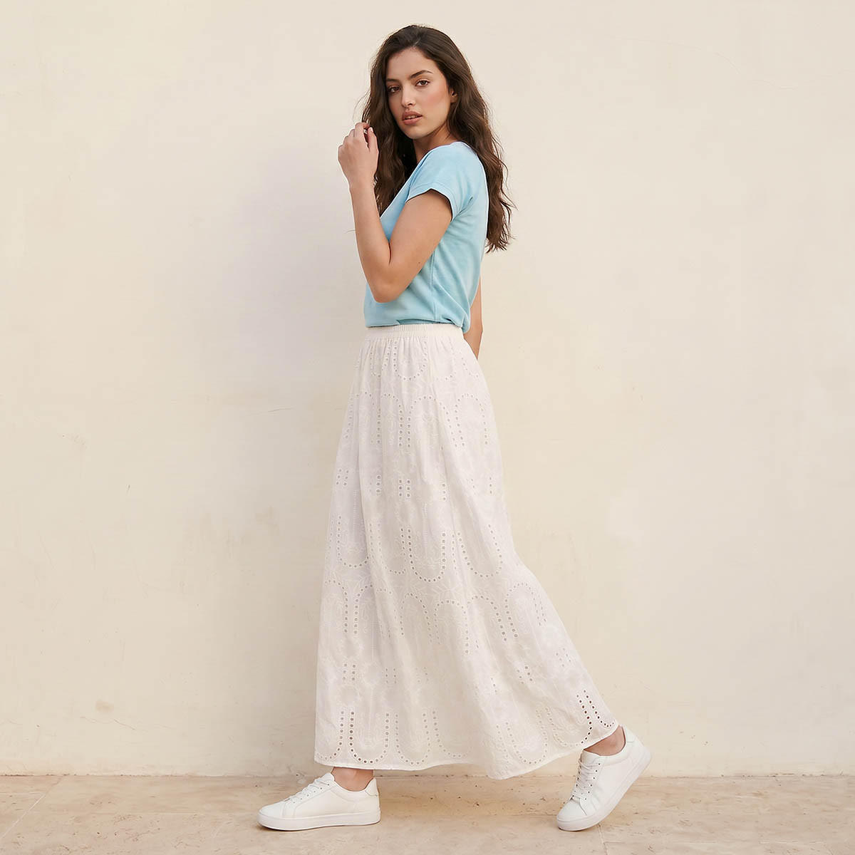 تنورة إيه لاين قطن ماكسي بتطريز شيفلي-women-clothing-skirts-image-5