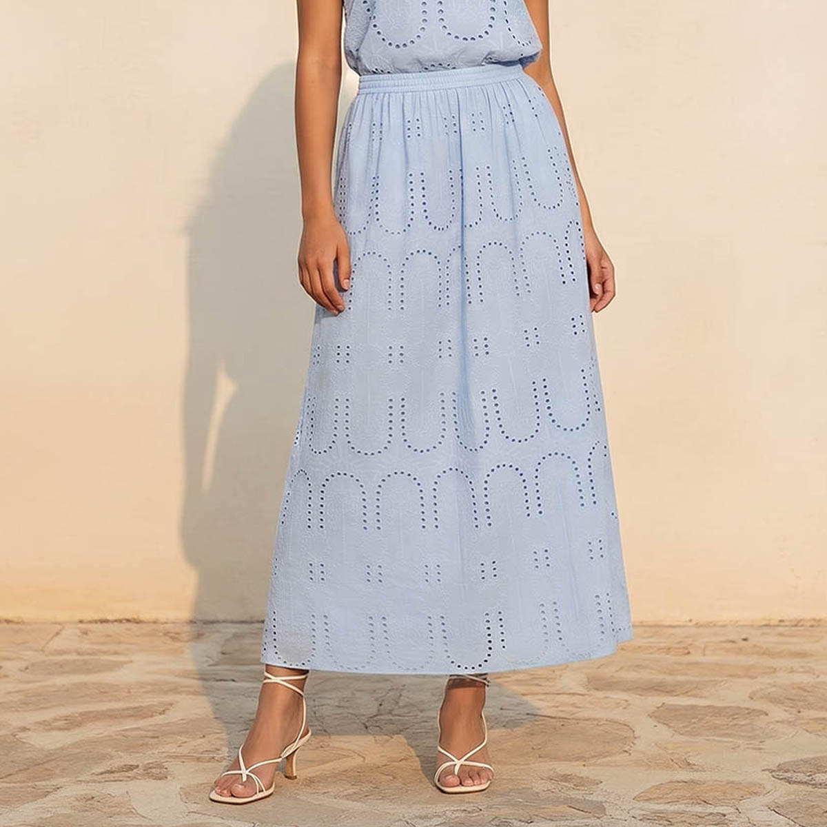 Maxi Cotton A-Line Skirt with Schiffli Detail-women-clothing-bottoms-skirts-image-1