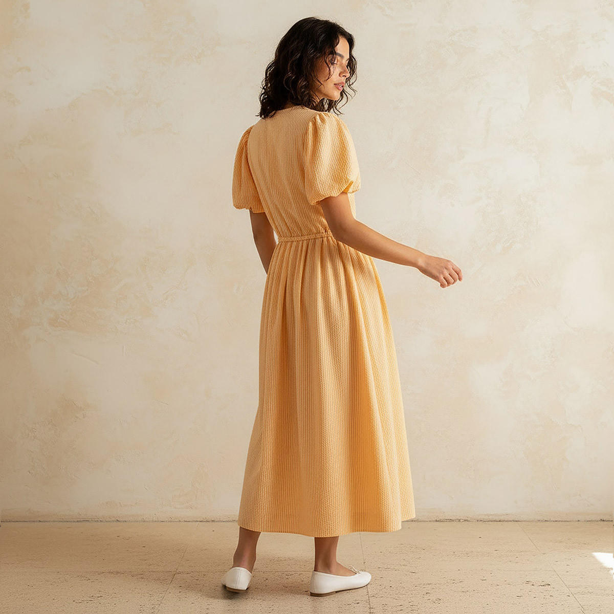 فستان إيه لاين مقلم بتزيينات فيونكة للنساء-women-clothing-dresses-image-4