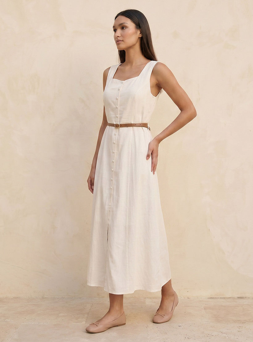 فستان ميدي إيه لاين بتفاصيل زر من سبلاش يوث-women-clothing-dresses-image-3