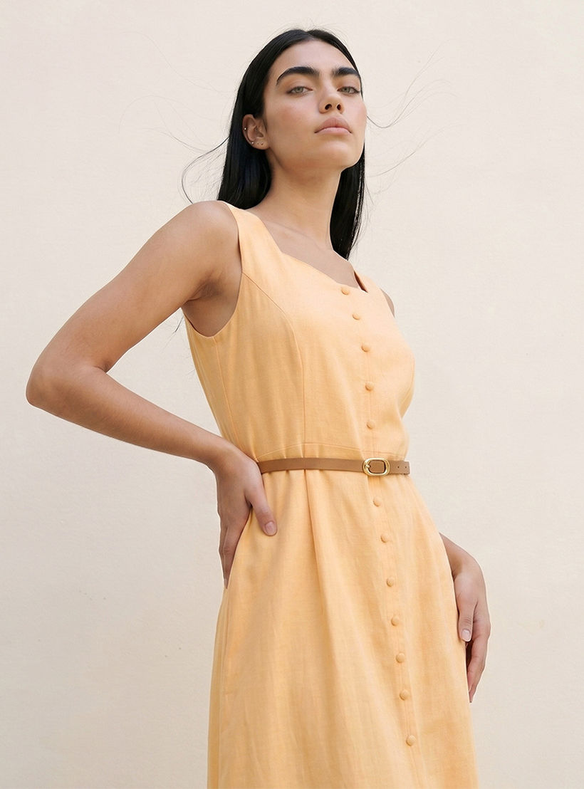 فستان ميدي إيه لاين بتفاصيل زر من سبلاش يوث-women-clothing-dresses-image-5