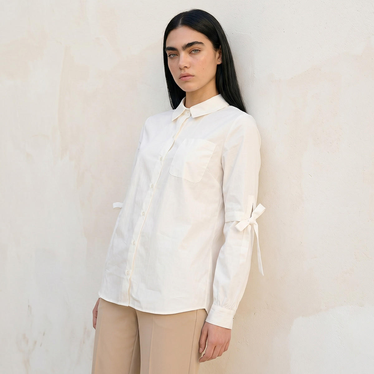 قميص بوبلين بفيونكة من سبلاش يوث-women-clothing-shirtsandblouses-shirts-image-1