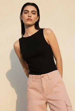 بلوزة مضلعة بقصة سليم يوث من سبلاش-women-clothing-tshirts-image-1