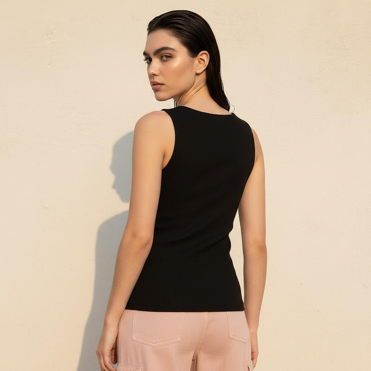 بلوزة مضلعة بقصة سليم يوث من سبلاش-women-clothing-tshirts-image-4
