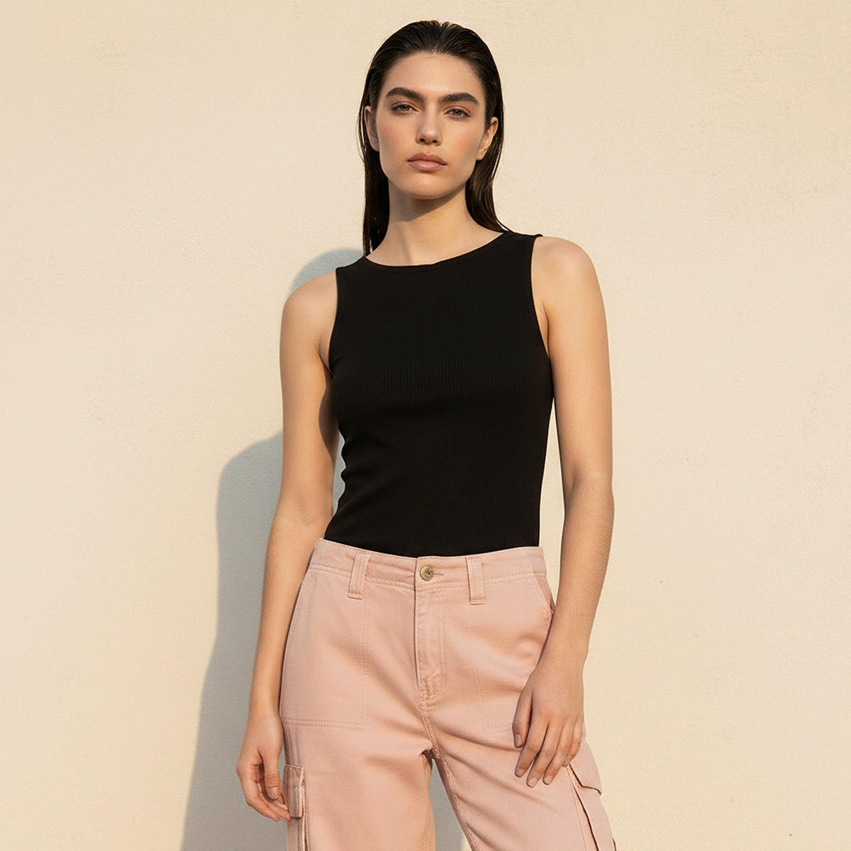 بلوزة مضلعة بقصة سليم يوث من سبلاش-women-clothing-tshirts-image-5