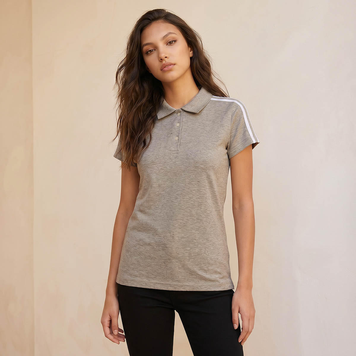 تيشيرت بولو بقصة ضيقة بحواف مخططة من سبلاش يوث-women-clothing-tshirts-image-1