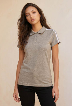 تيشيرت بولو بقصة ضيقة بحواف مخططة من سبلاش يوث-women-clothing-tshirts-image-1