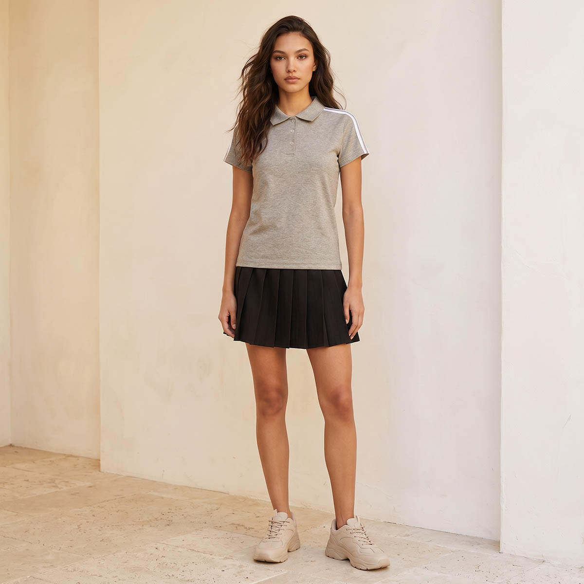 تيشيرت بولو بقصة ضيقة بحواف مخططة من سبلاش يوث-women-clothing-tshirts-image-3