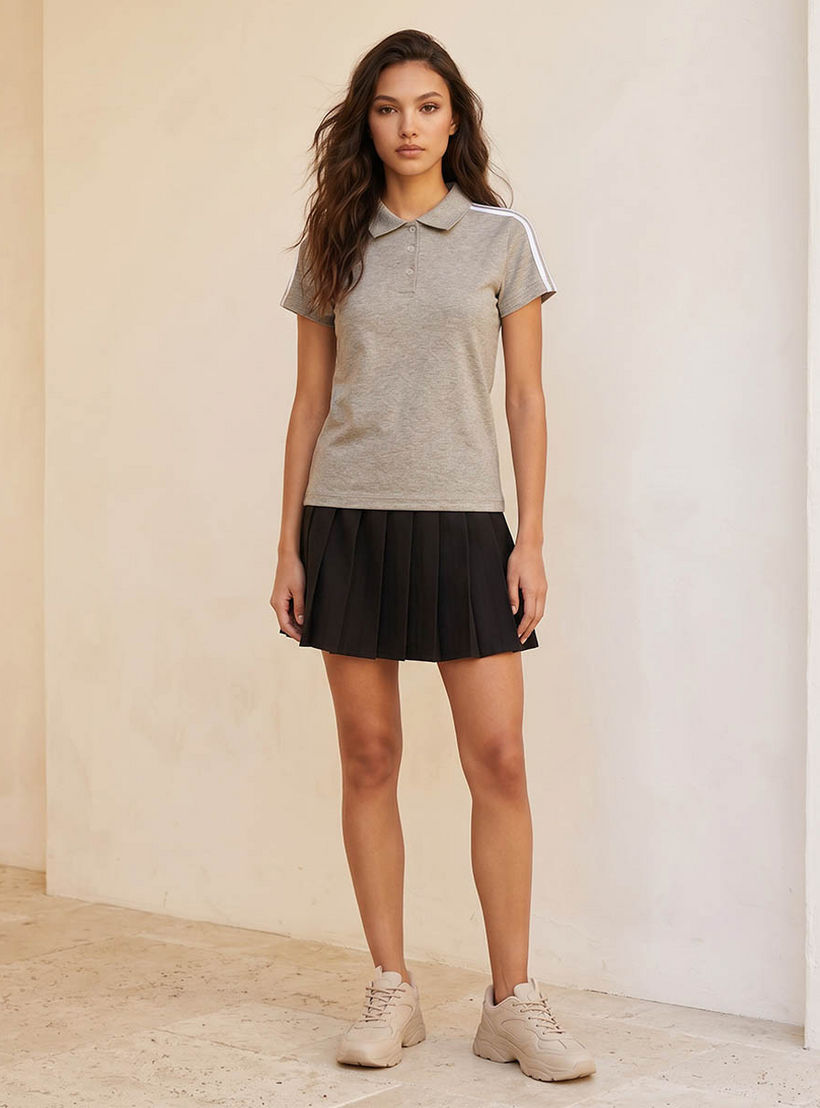 تيشيرت بولو بقصة ضيقة بحواف مخططة من سبلاش يوث-women-clothing-tshirts-image-3