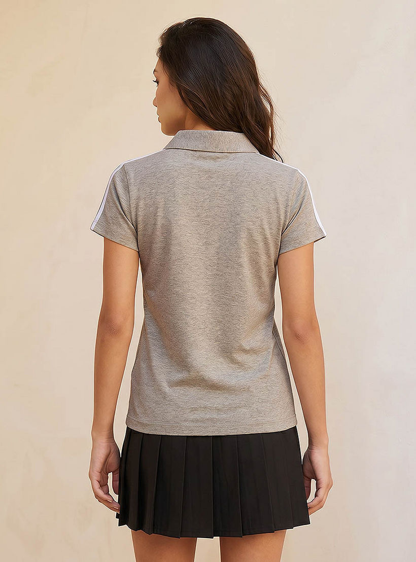 تيشيرت بولو بقصة ضيقة بحواف مخططة من سبلاش يوث-women-clothing-tshirts-image-4