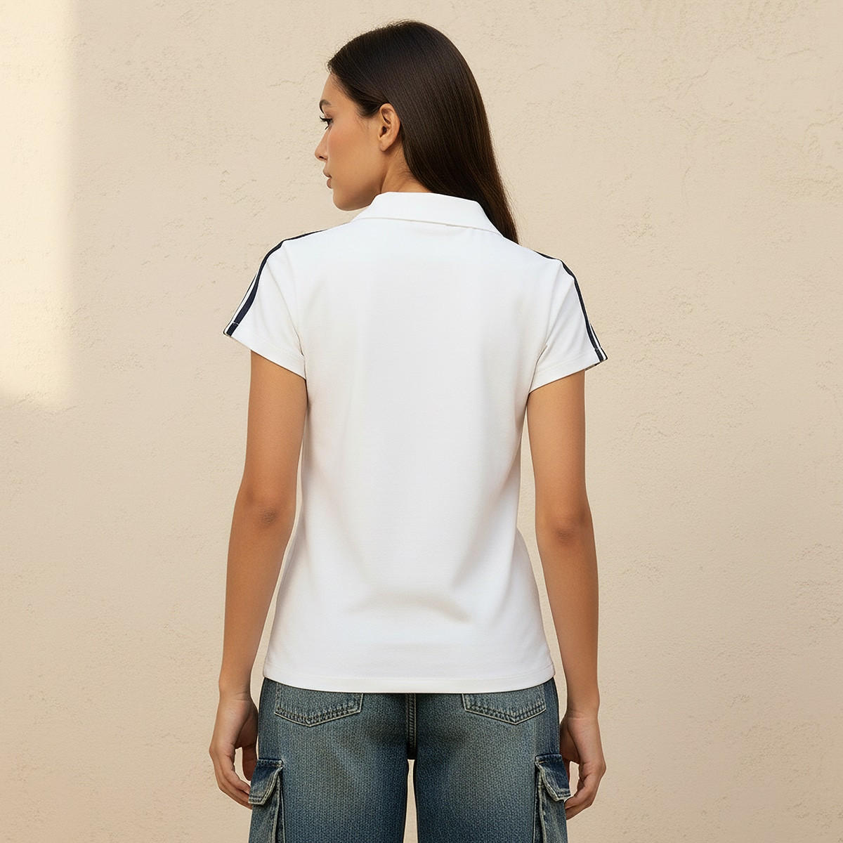 تيشيرت بولو بقصة ضيقة بحواف مخططة من سبلاش يوث-women-clothing-tshirts-image-4