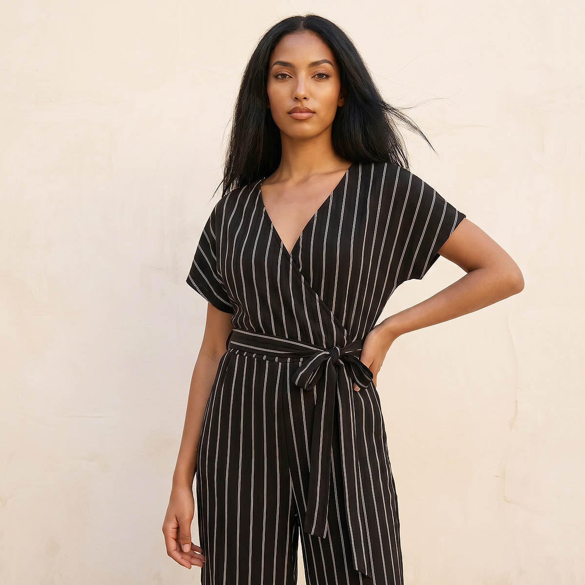 Splash Youth Textured Wrap Jumpsuit with Tie-Up Belt-women-clothing-jumpsuits-image-3