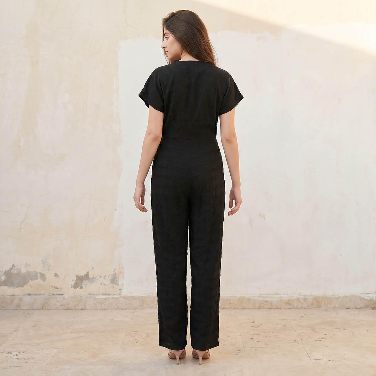 Splash Youth Textured Wrap Jumpsuit with Tie-Up Belt-women-clothing-jumpsuits-image-2