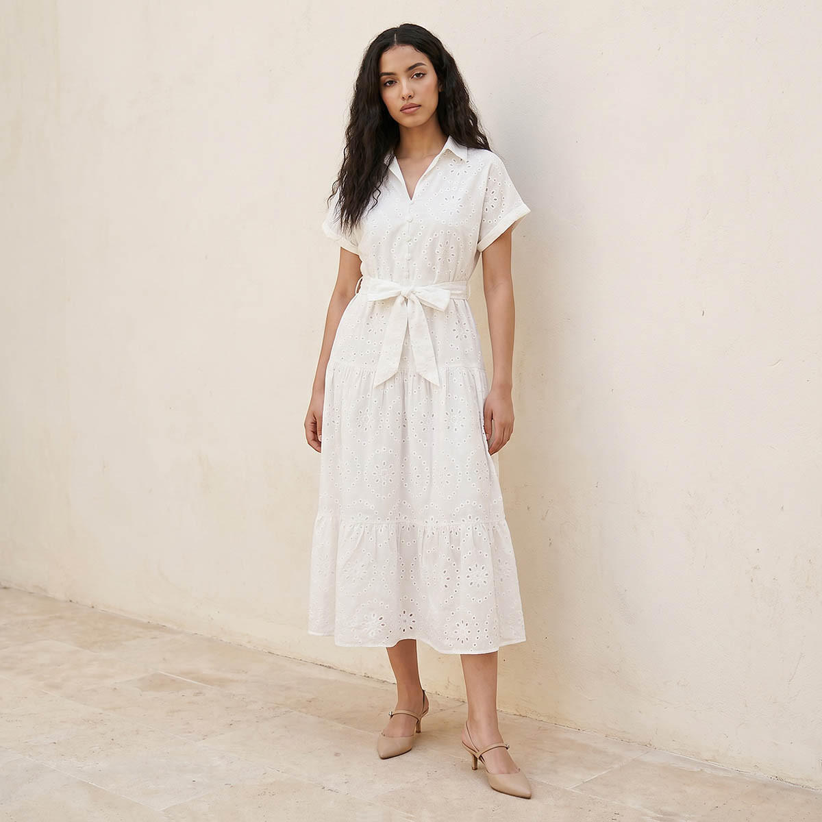 Splash Youth Cotton Schiffli Embroidered Shirt Dress-women-clothing-dresses-image-1