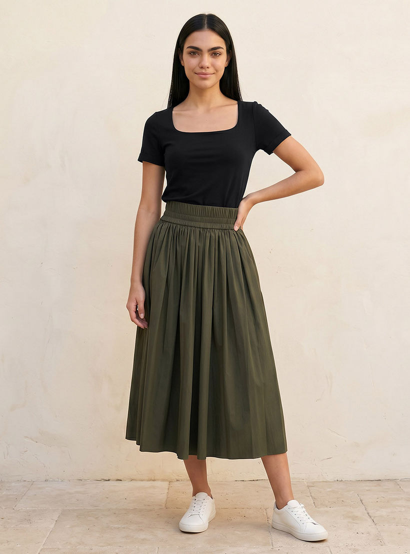 تيشيرت قصة ضيقة بياقة مربعة بدون درزات من سبلاش يوث-women-clothing-tshirts-image-3