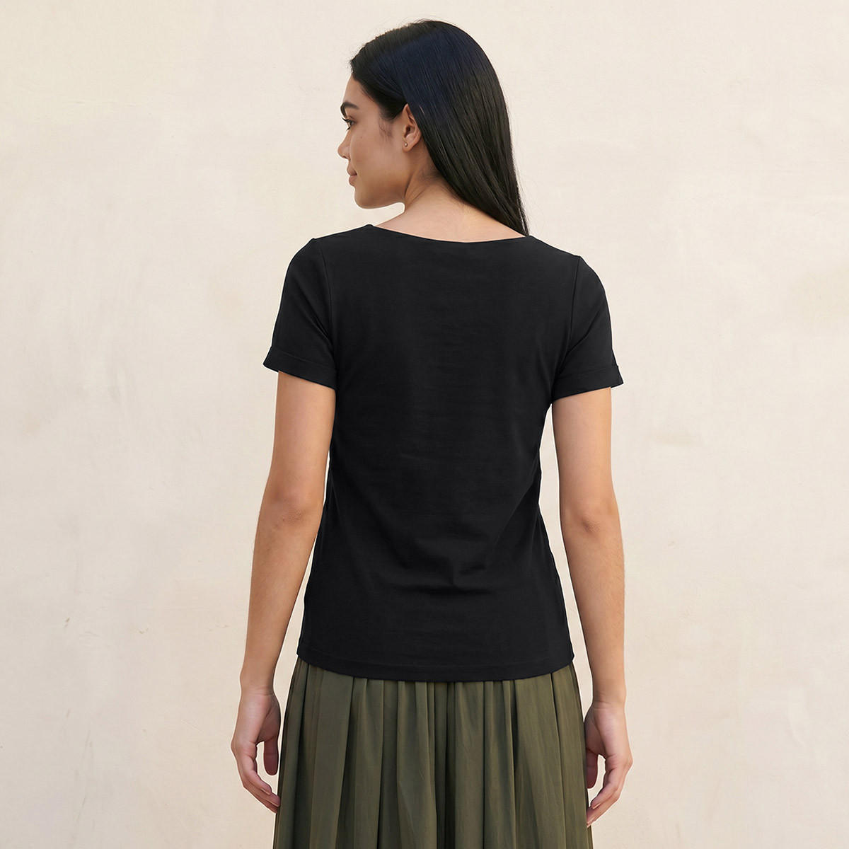 تيشيرت قصة ضيقة بياقة مربعة بدون درزات من سبلاش يوث-women-clothing-tshirts-image-4