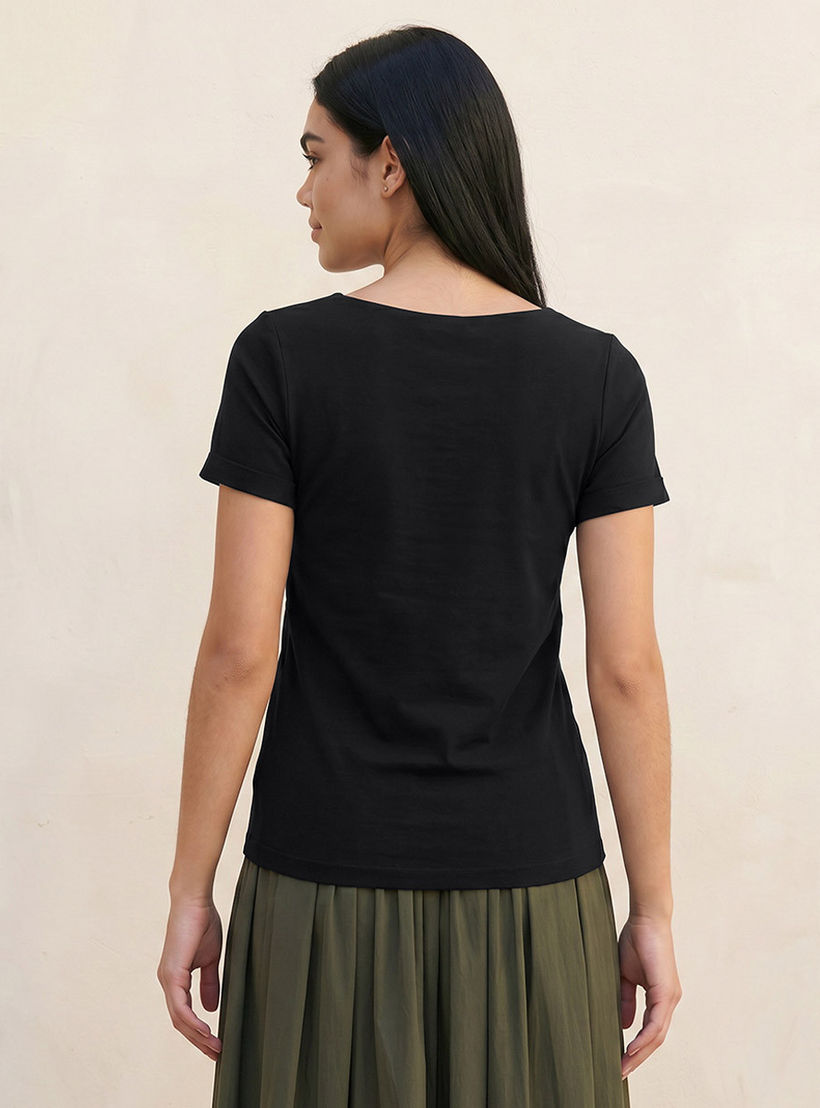 تيشيرت قصة ضيقة بياقة مربعة بدون درزات من سبلاش يوث-women-clothing-tshirts-image-4