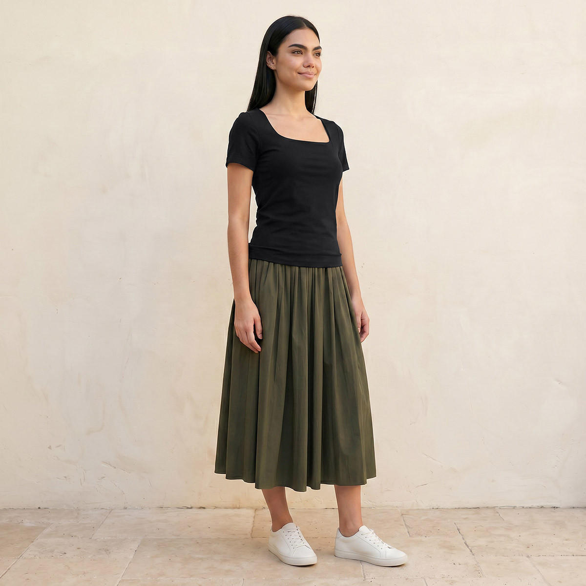 تيشيرت قصة ضيقة بياقة مربعة بدون درزات من سبلاش يوث-women-clothing-tshirts-image-5