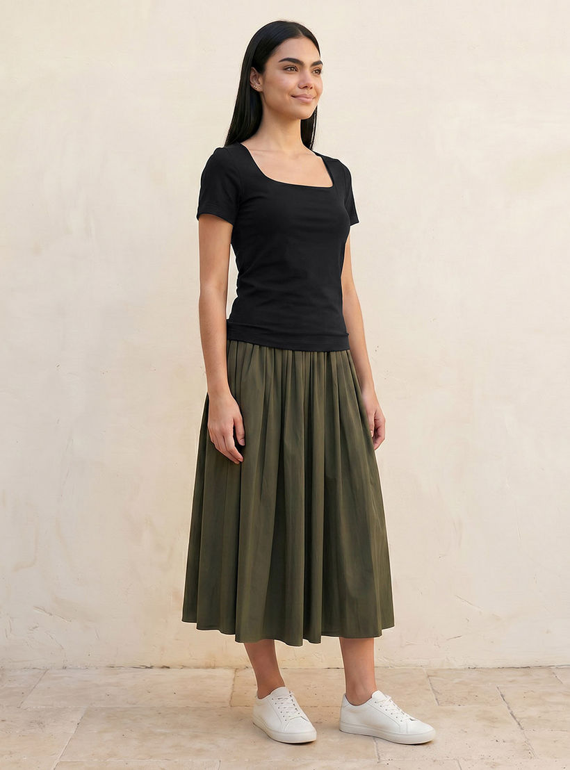 تيشيرت قصة ضيقة بياقة مربعة بدون درزات من سبلاش يوث-women-clothing-tshirts-image-5