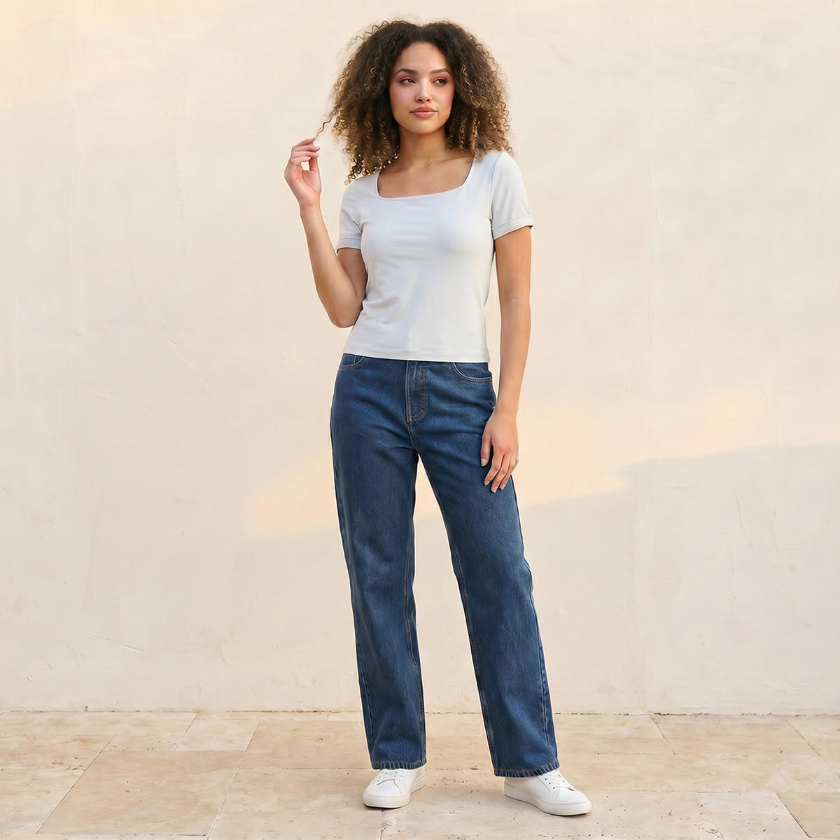 تيشيرت قصة ضيقة بياقة مربعة بدون درزات من سبلاش يوث-women-clothing-tshirts-image-3