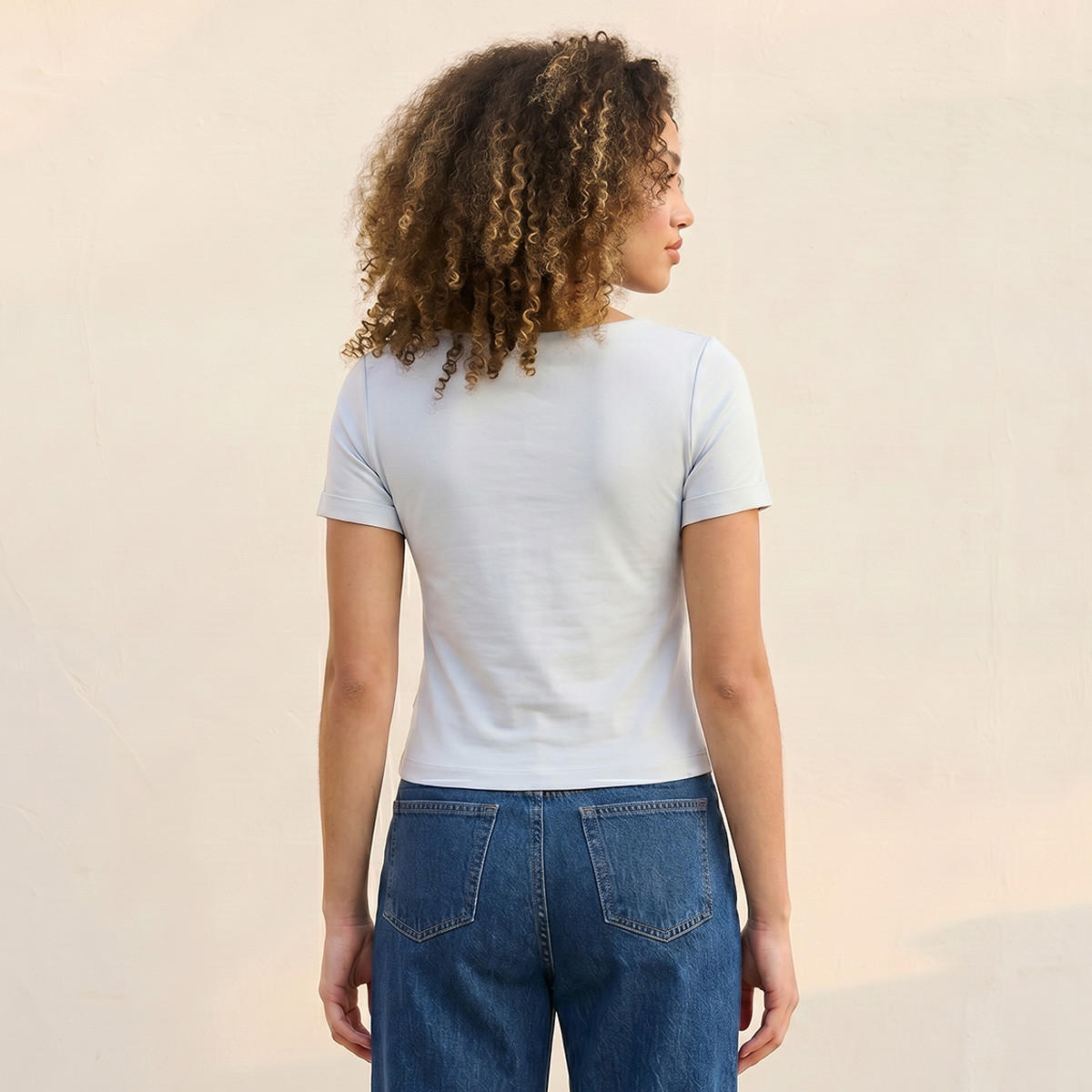 تيشيرت قصة ضيقة بياقة مربعة بدون درزات من سبلاش يوث-women-clothing-tshirts-image-4