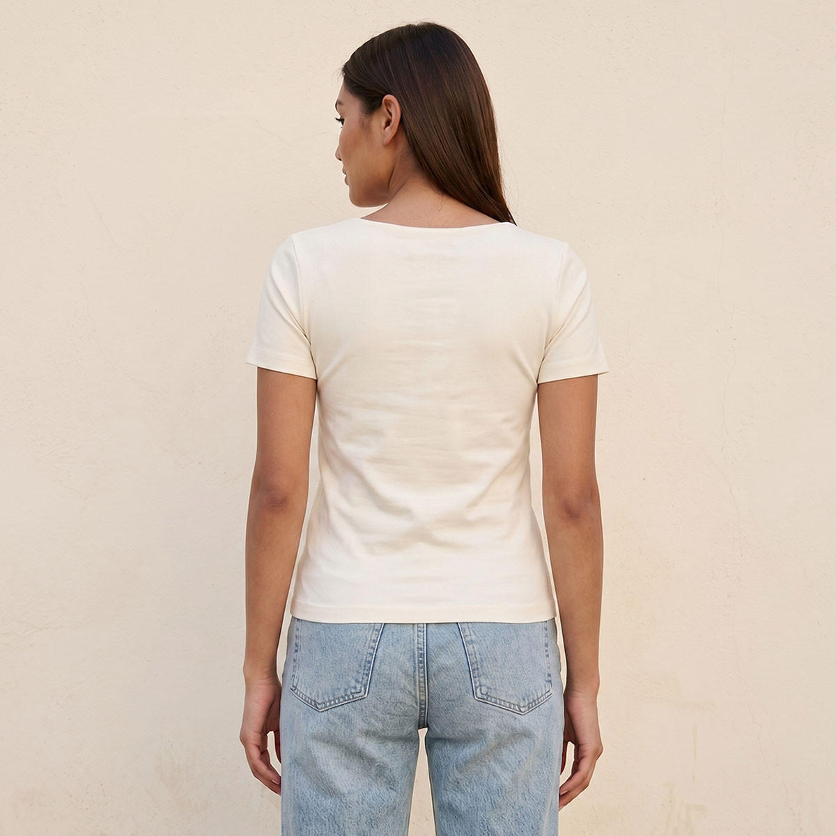 تيشيرت قصة ضيقة بياقة مربعة بدون درزات من سبلاش يوث-women-clothing-tshirts-image-4