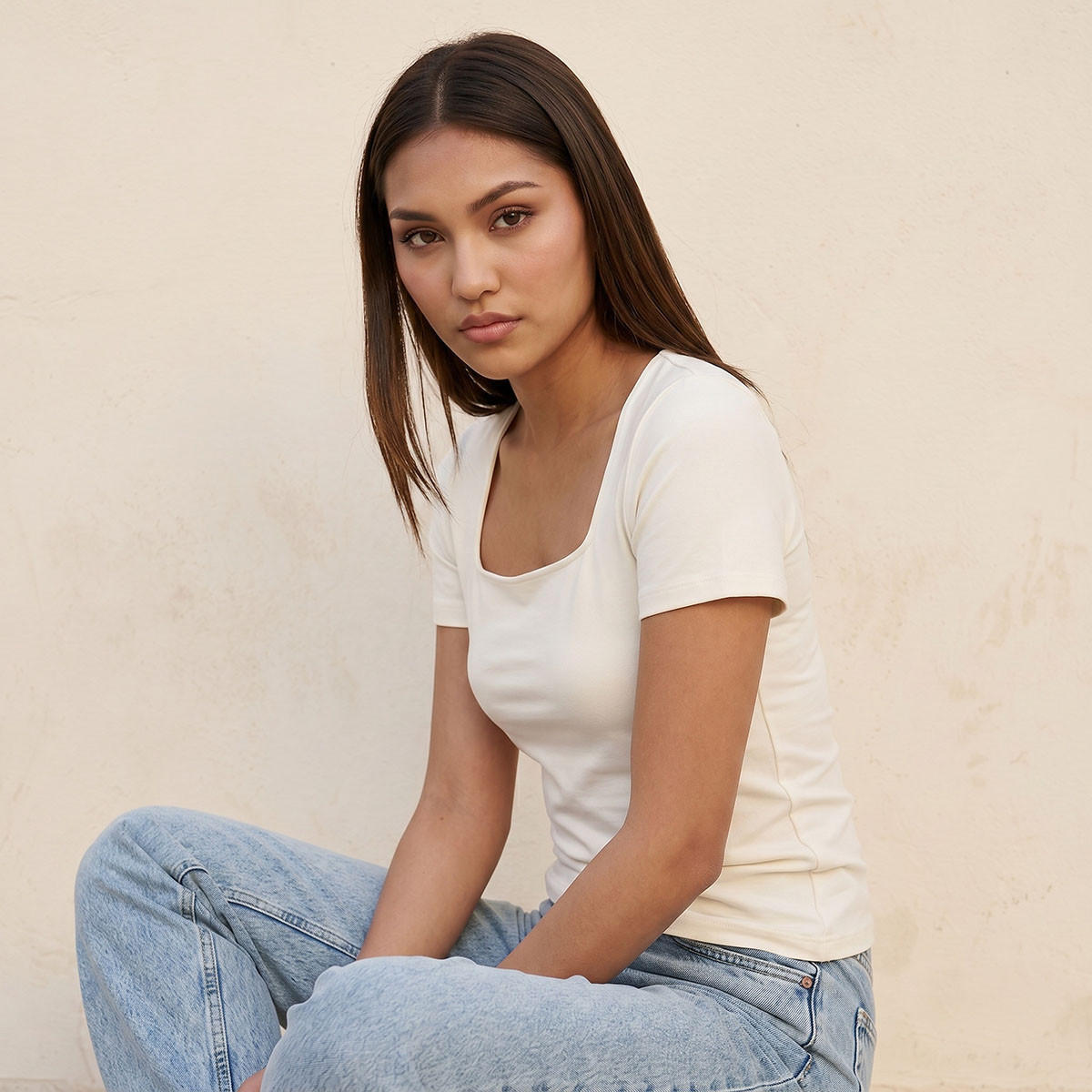 تيشيرت قصة ضيقة بياقة مربعة بدون درزات من سبلاش يوث-women-clothing-tshirts-image-5