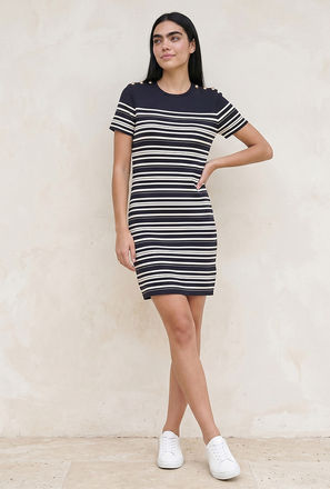 فستان مقلم بياقة مستديرة من سبلاش يوث-women-clothing-image-1
