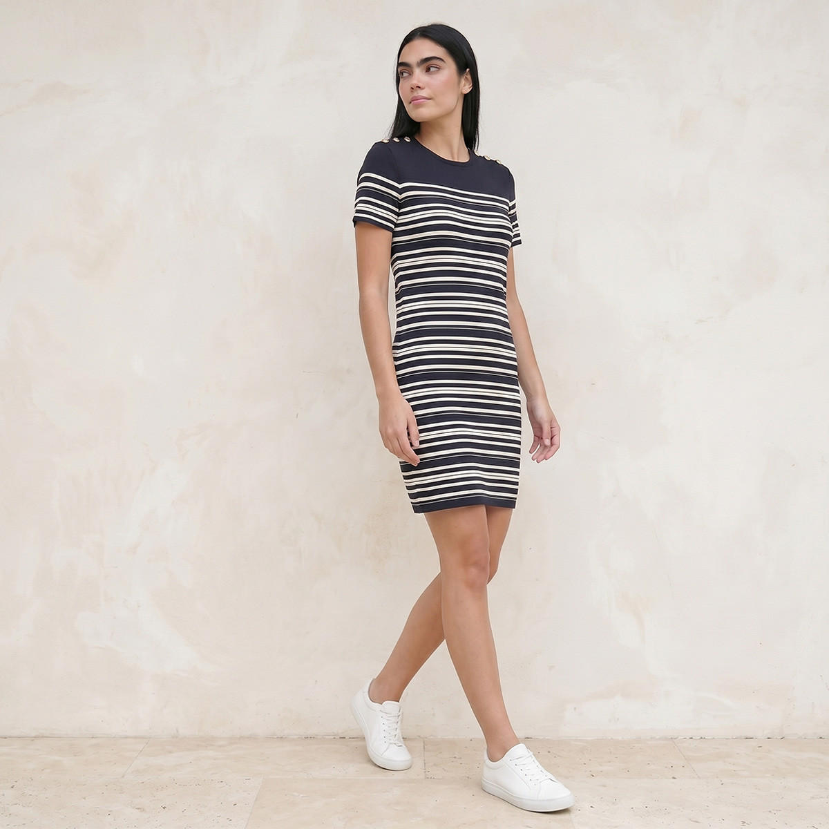 Splash Youth Striped Dress with Round Neck-women-clothing-dresses-image-3