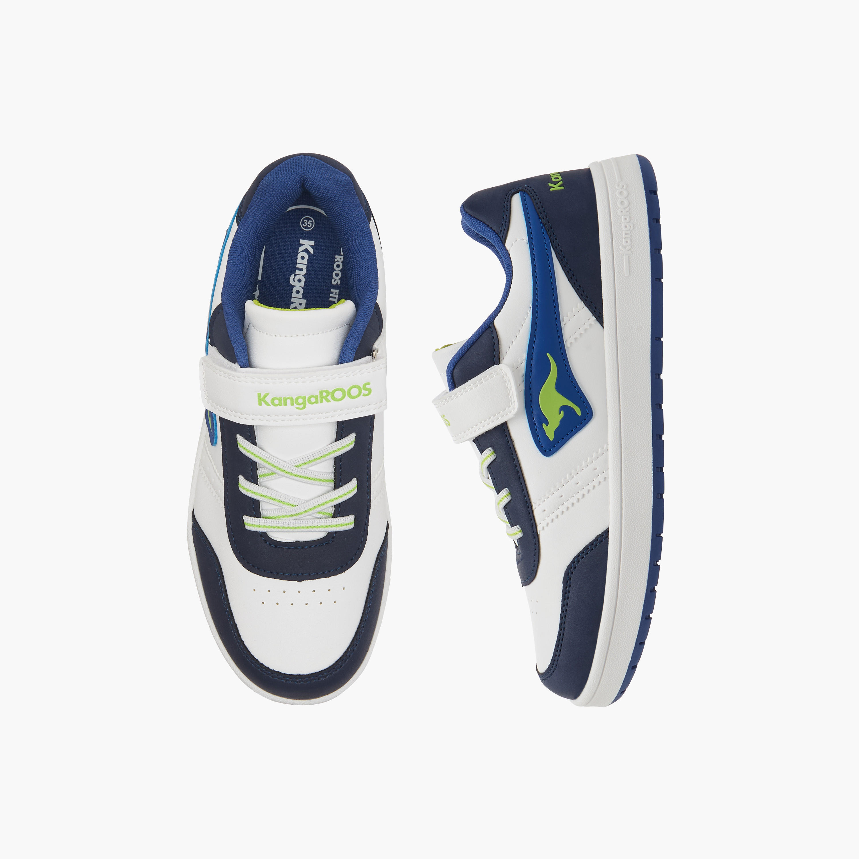 KangaROOS Boys' Logo Detail Sneakers with Hook and Loop Closure-boys-shoes-sneakers-image-1