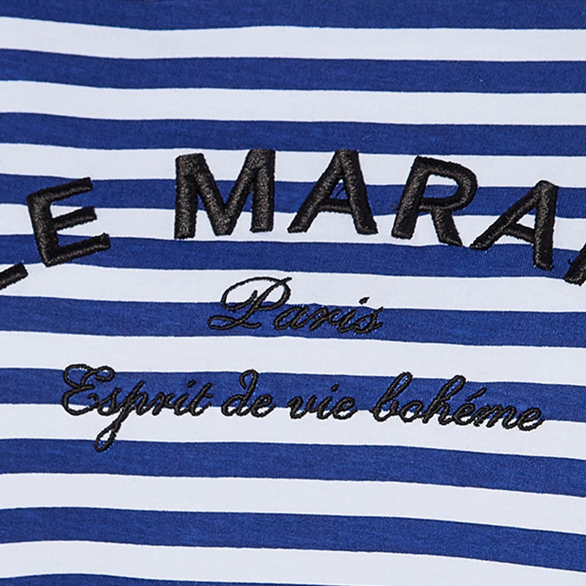 Splash Youth Striped Cotton T-shirt with Embroidery-women-clothing-tshirts-image-2