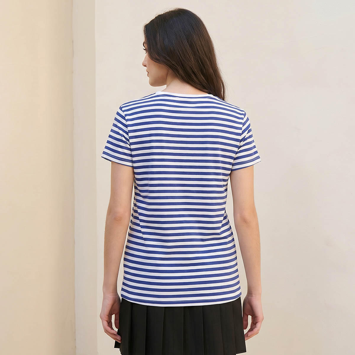 Splash Youth Striped Cotton T-shirt with Embroidery-women-clothing-tshirts-image-4