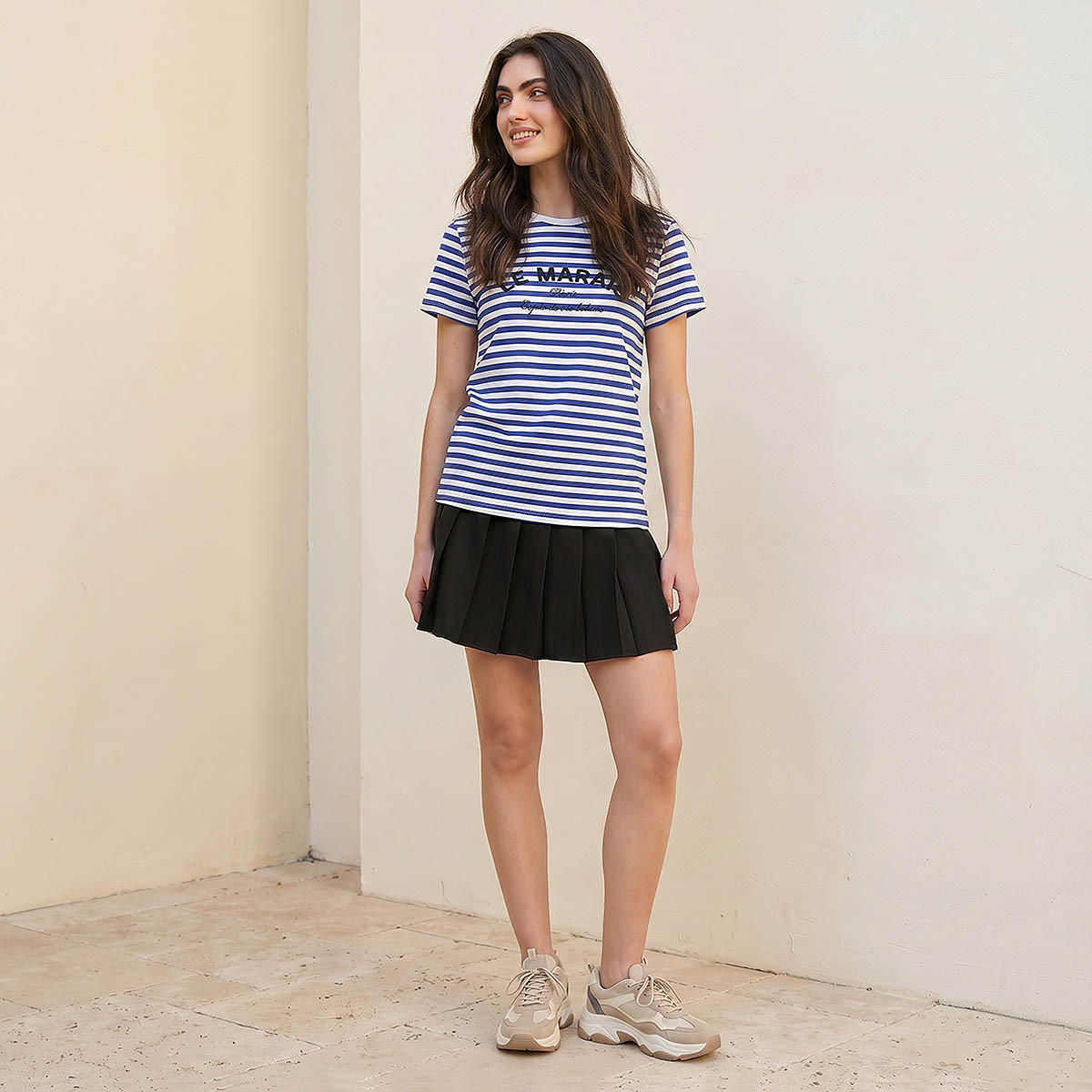 Splash Youth Striped Cotton T-shirt with Embroidery-women-clothing-tshirts-image-5