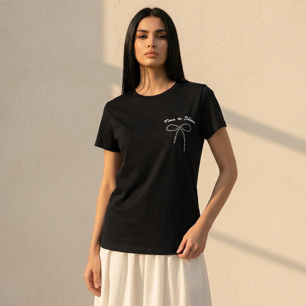 تيشيرت قطن بطبعات زهور من سبلاش يوث-women-clothing-tshirts-image-1