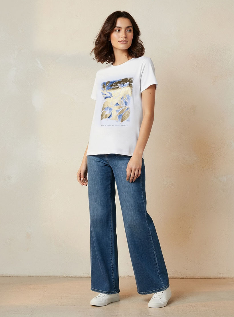 تيشيرت قطن بطبعات زهور من سبلاش يوث-women-clothing-tshirts-image-3