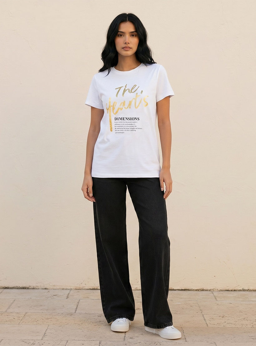 تيشيرت قطن بطبعات زهور من سبلاش يوث-women-clothing-tshirts-image-3