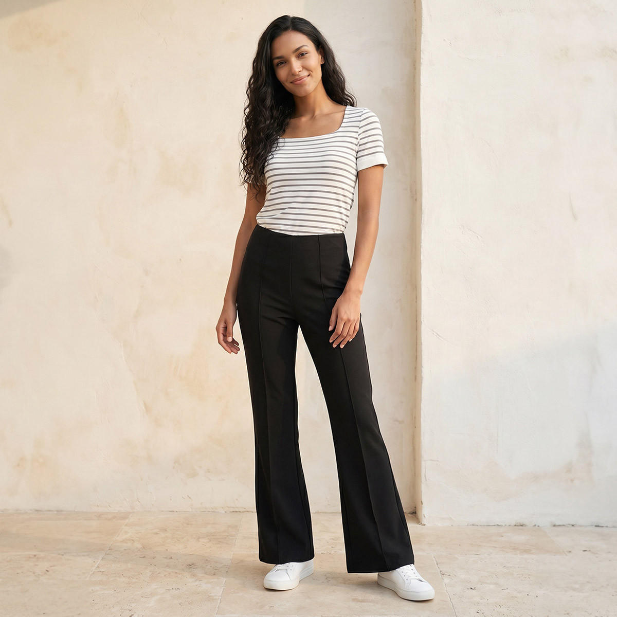 بنطلون واسع بخصر متوسط الارتفاع من سبلاش يوث-women-clothing-trousers-image-3