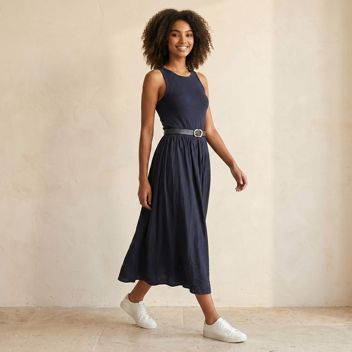 Splash Youth A-line Midi Dress Pin Buckle Belt-women-clothing-dresses-image-3
