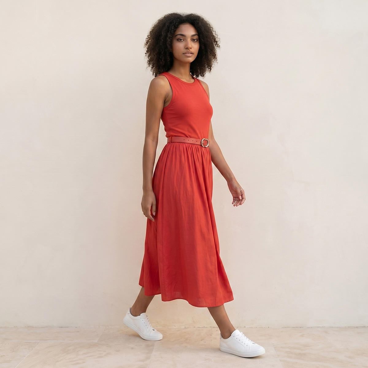 Splash Youth A-line Midi Dress Pin Buckle Belt-women-clothing-dresses-image-4