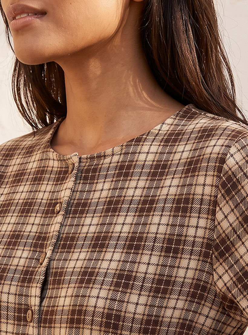 Splash Youth Checked Midi Shirt Dress with Belt-women-clothing-dresses-image-6