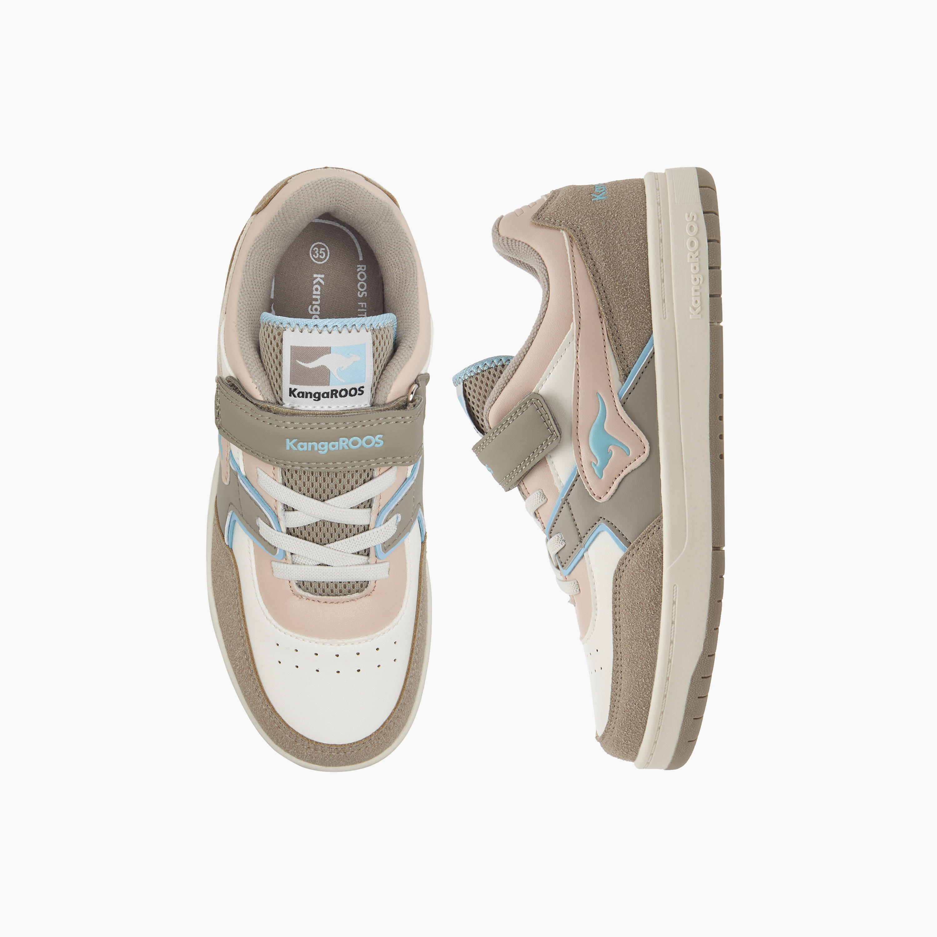 KangaROOS Girls' Panelled Sneakers with Hook and Loop Closure-girls-shoes-sneakers-image-1