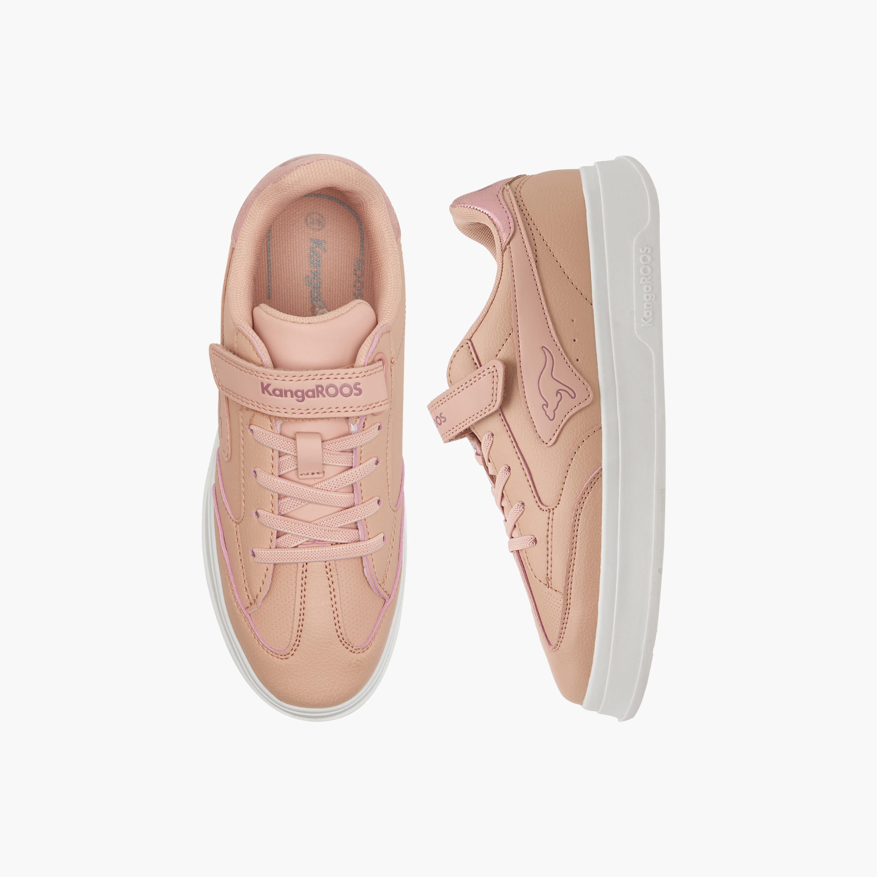 KangaROOS Kids Panelled Sneakers with Hook and Loop Closure-girls-shoes-sneakers-image-1