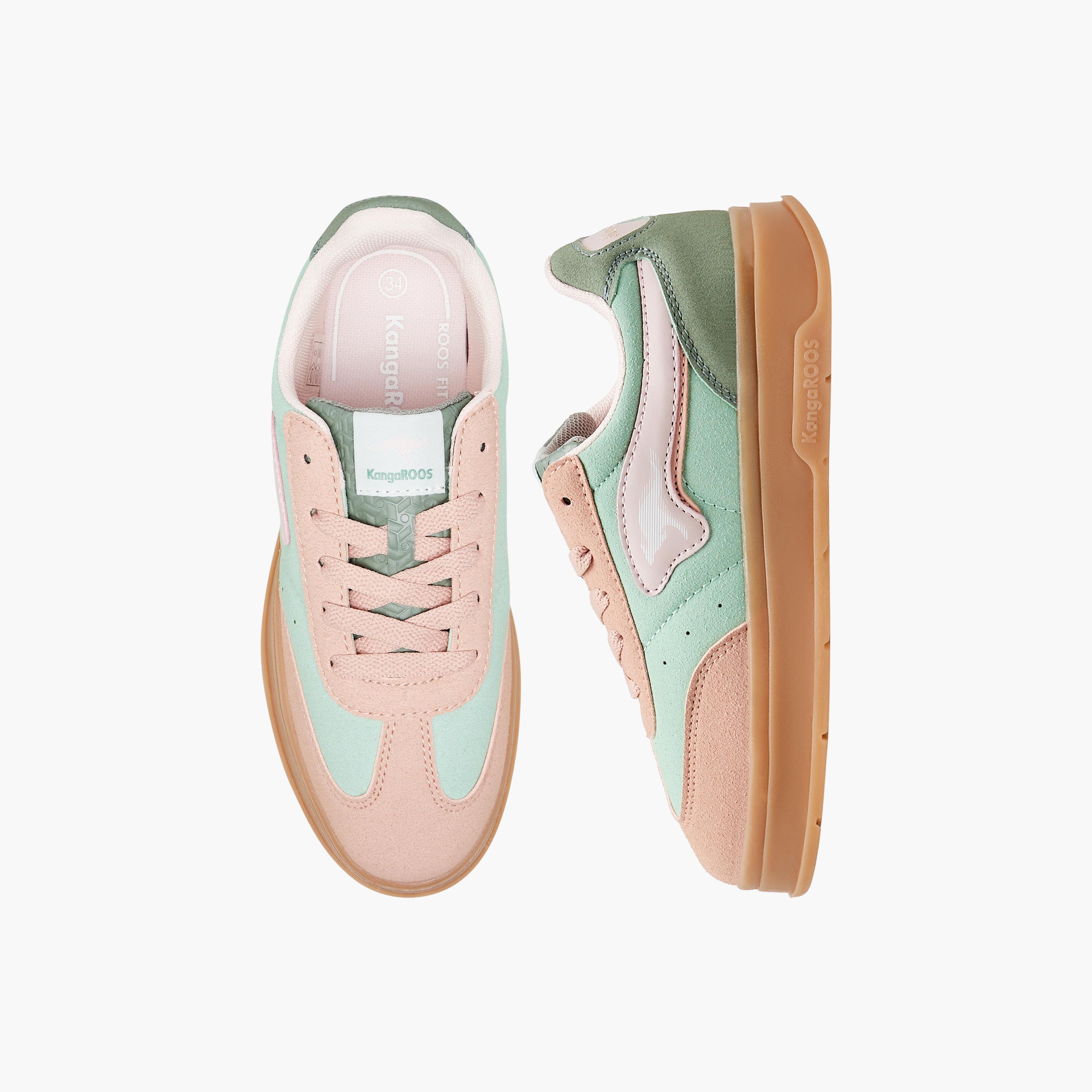 KangaROOS Girls' Panelled Sneakers with Lace-Up Closure-girls-shoes-sneakers-image-1