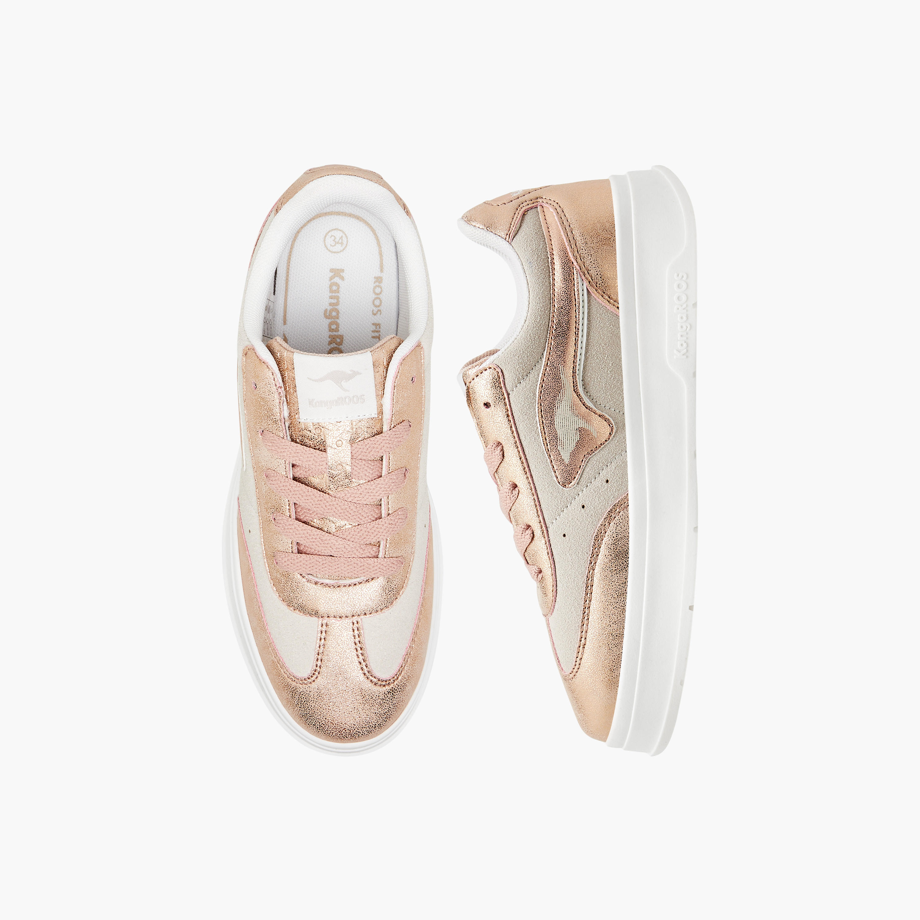 KangaROOS Girls' Panelled Sneakers with Lace-Up Closure-girls-shoes-sneakers-image-1