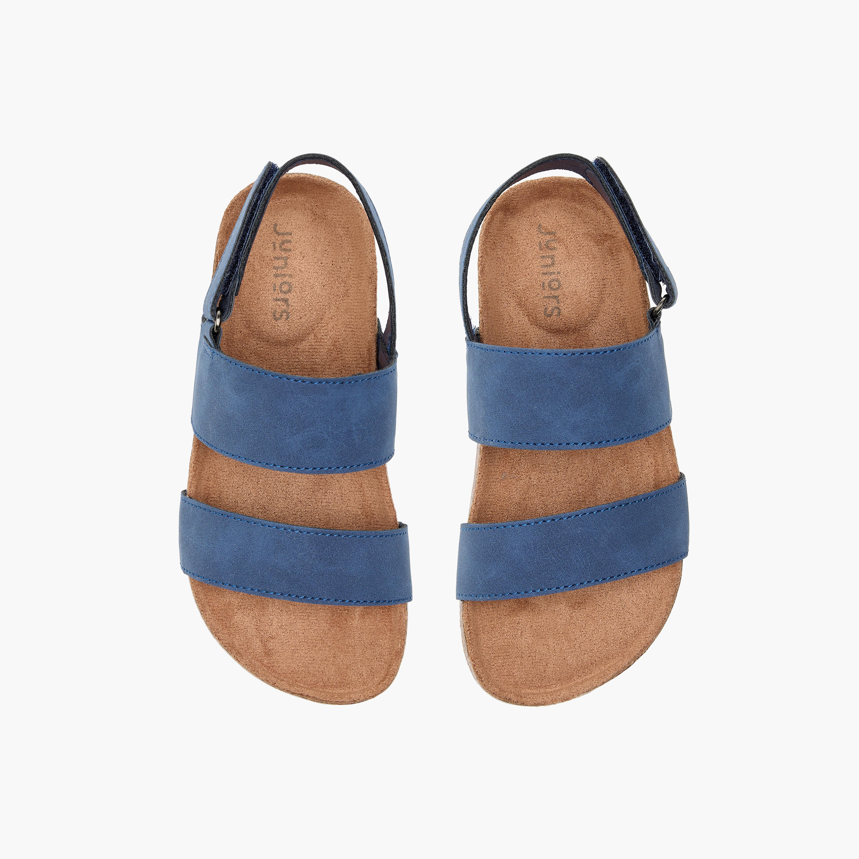 Juniors Solid Strappy Sandals with Hook and Loop Closure-boys-shoes-sandals-image-1