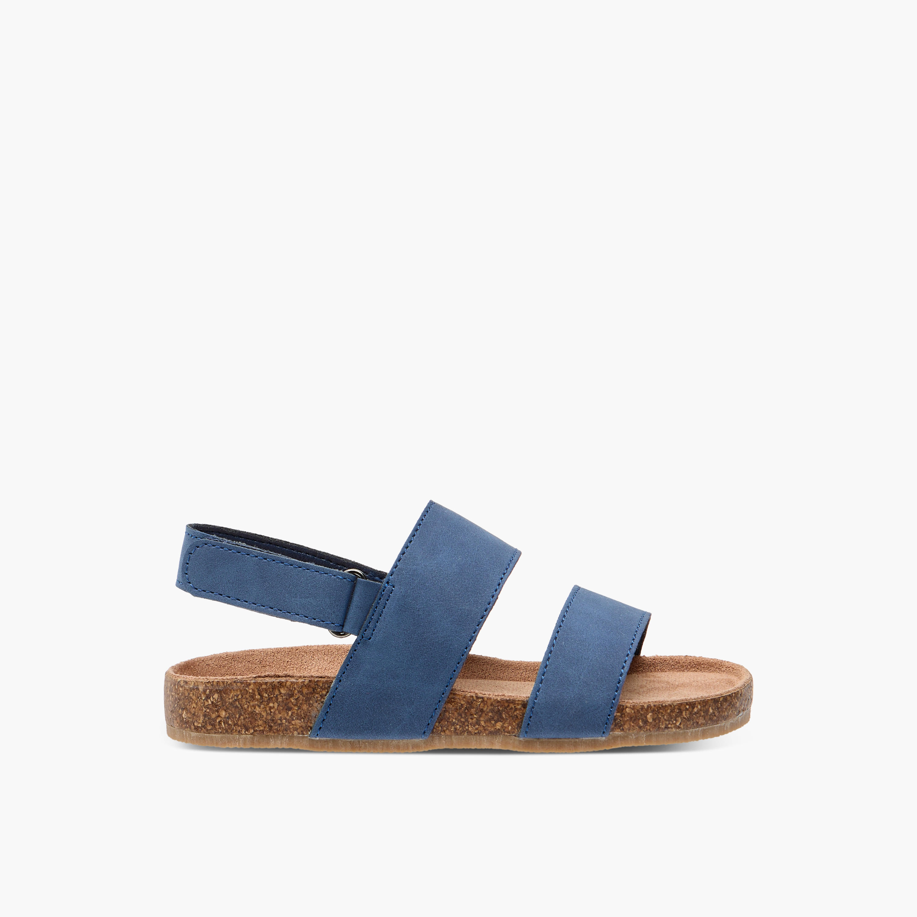 Juniors Solid Strappy Sandals with Hook and Loop Closure-boys-shoes-sandals-image-2