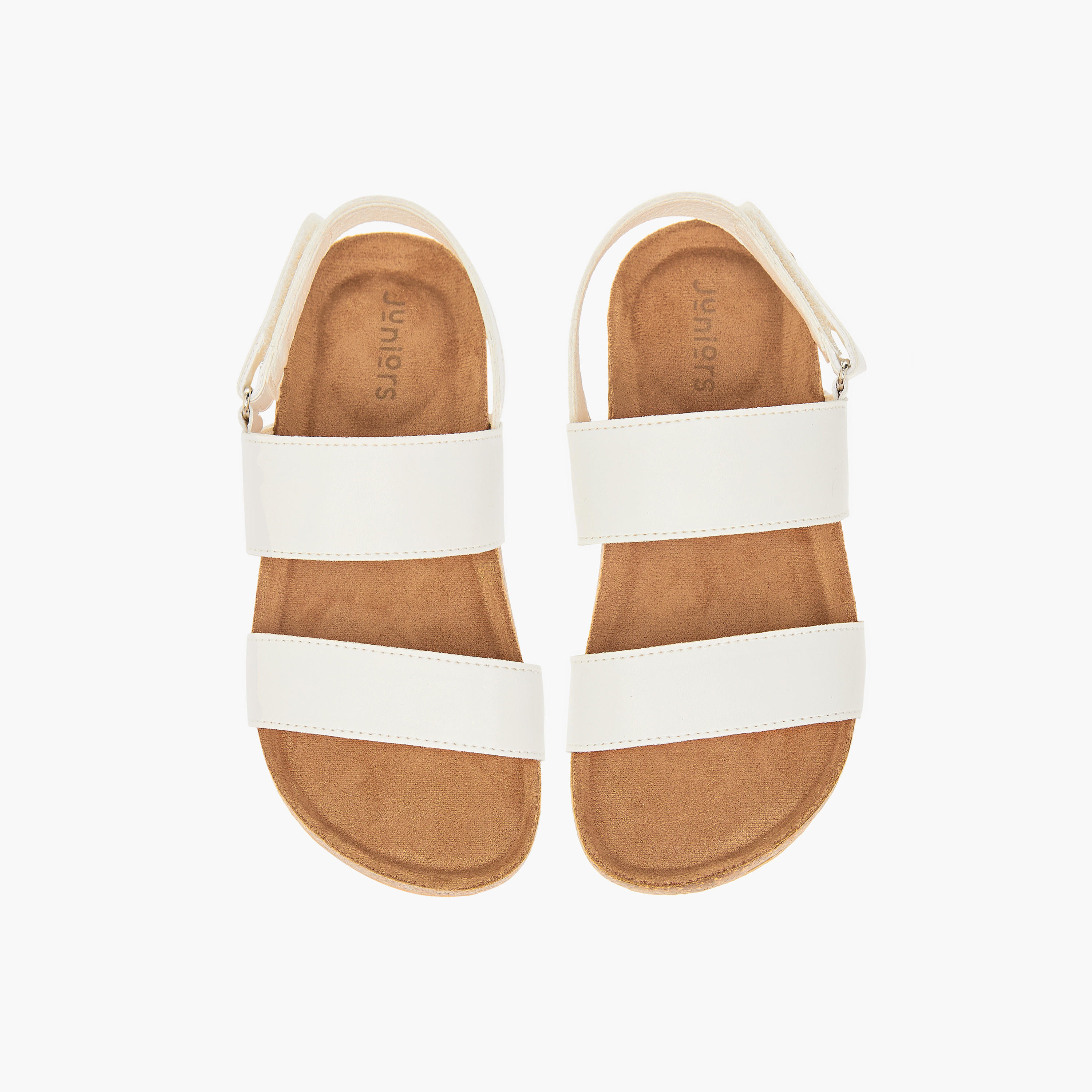 Juniors Solid Strappy Sandals with Hook and Loop Closure-boys-shoes-sandals-image-1