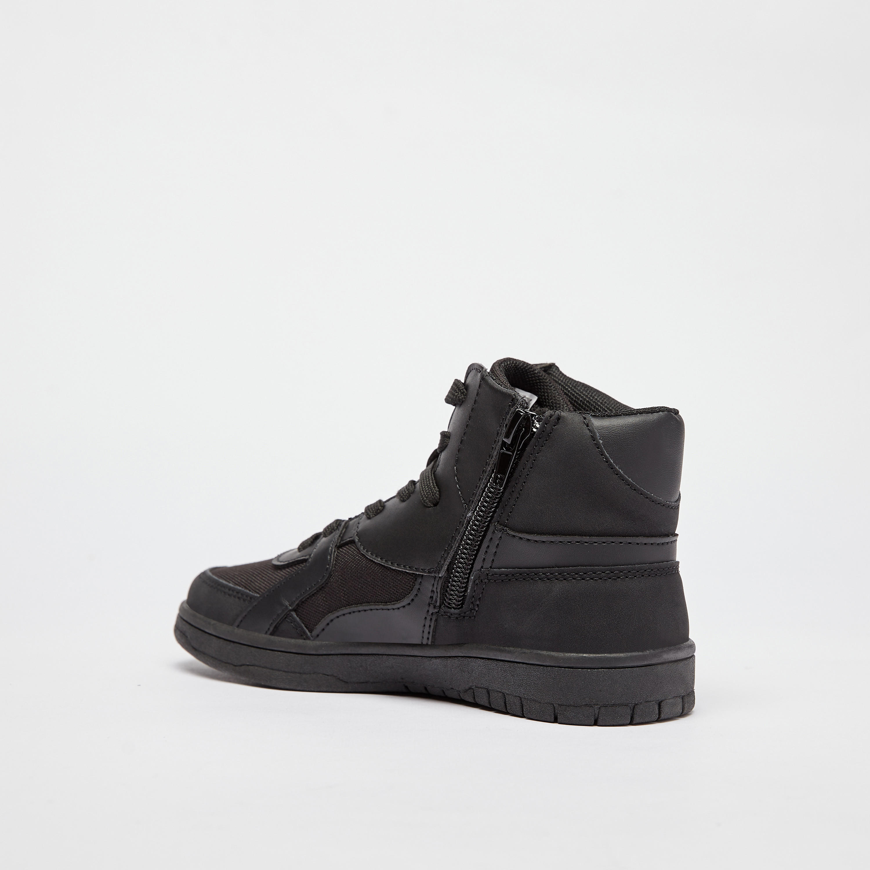 Mister Duchini Panelled High Top Sneakers with Zip Closure-boys-shoes-sneakers-image-2