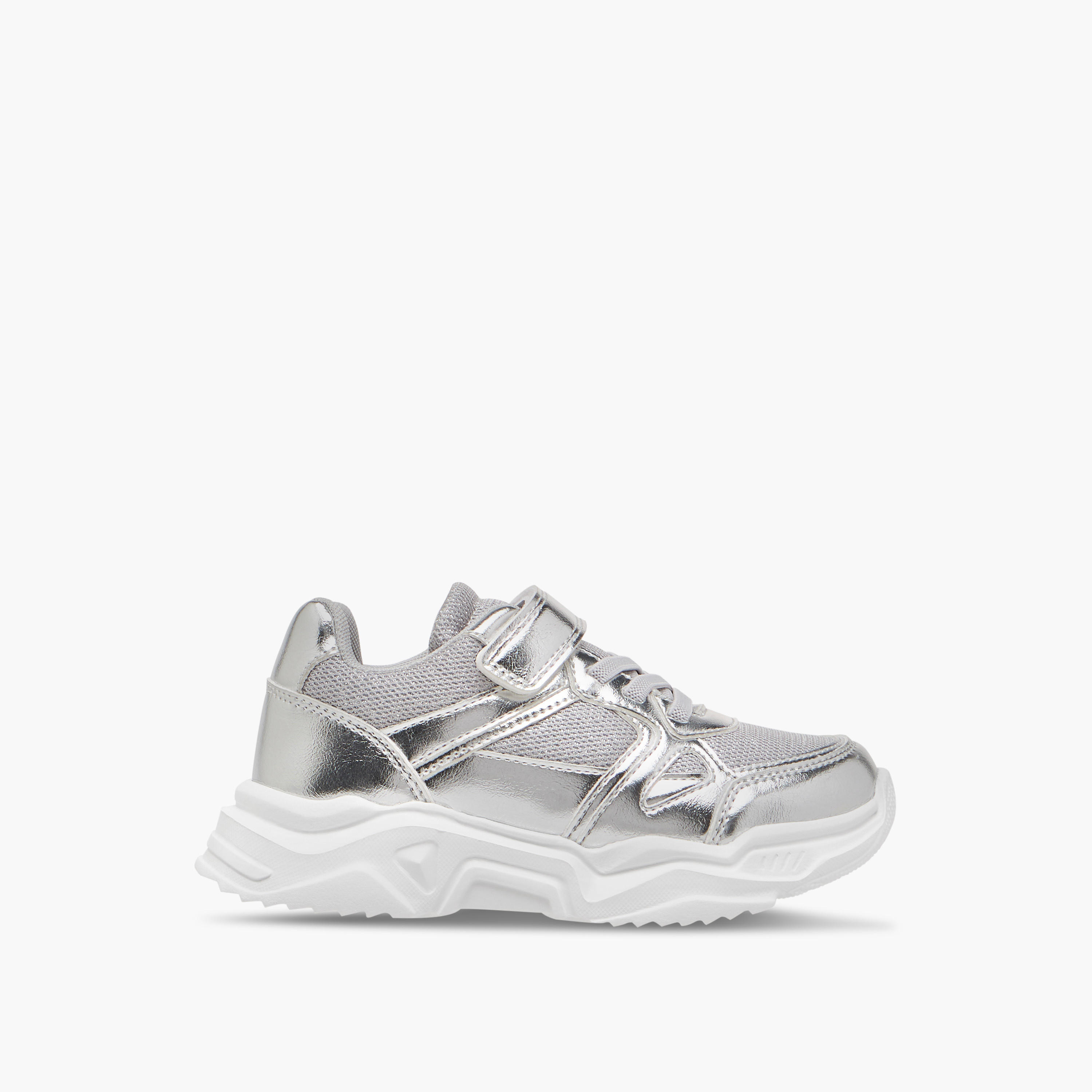 Juniors Panelled Sneakers with Hook and Loop Closure-girls-shoes-sneakers-image-3